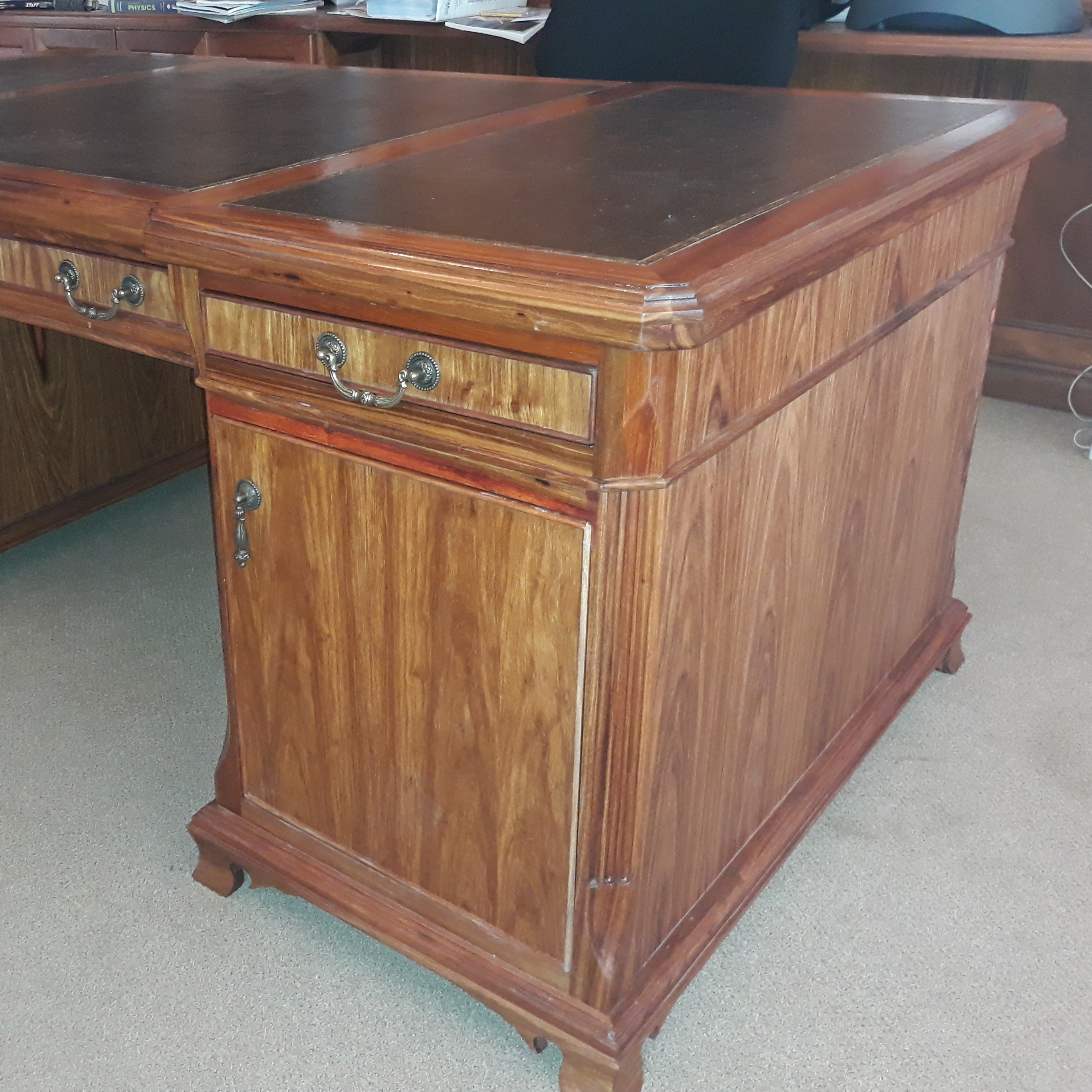 Chippendale-desk Desk Handmade desk executive-desk Leather insert Gold-foiling